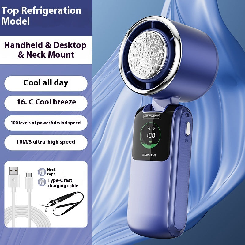 Ventilateur Portable Refroidissant Ice Pack – Mini Ventilateur Pliable USB à Vitesse Réglable (Cou & Main)