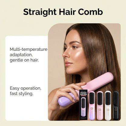 Wireless Straightener Hair Comb Fast Smooth Hair Cordless Use Reducing Frizz Portable Styling Tool Mini Hair Straightening Comb