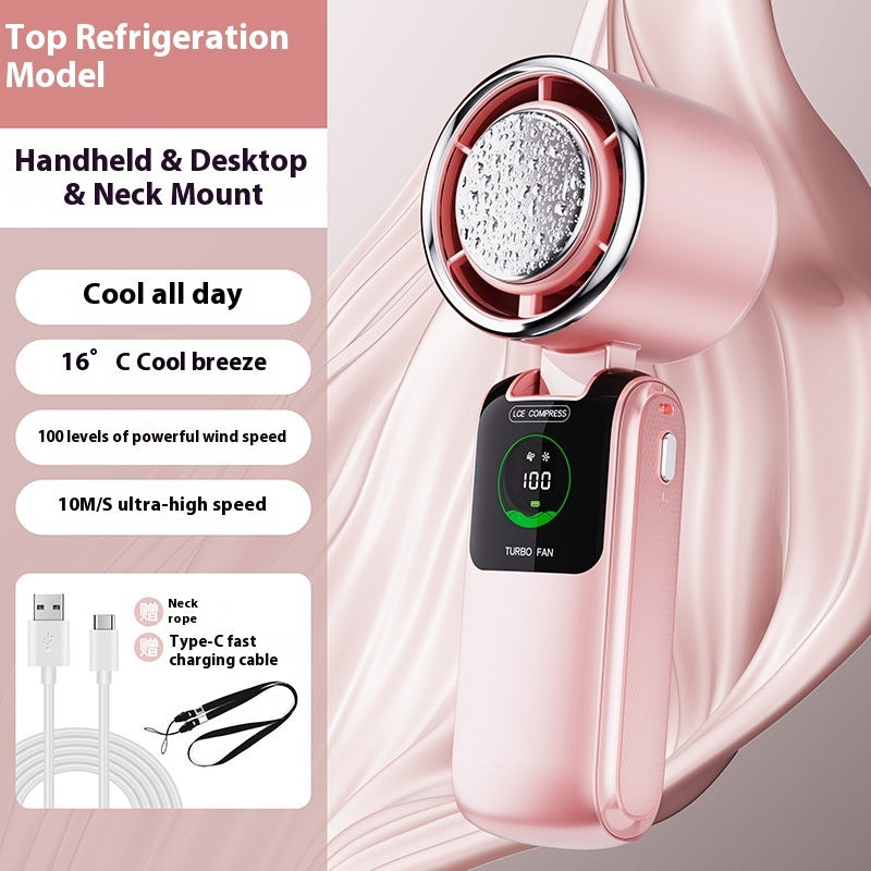 Ventilateur Portable Refroidissant Ice Pack – Mini Ventilateur Pliable USB à Vitesse Réglable (Cou & Main)