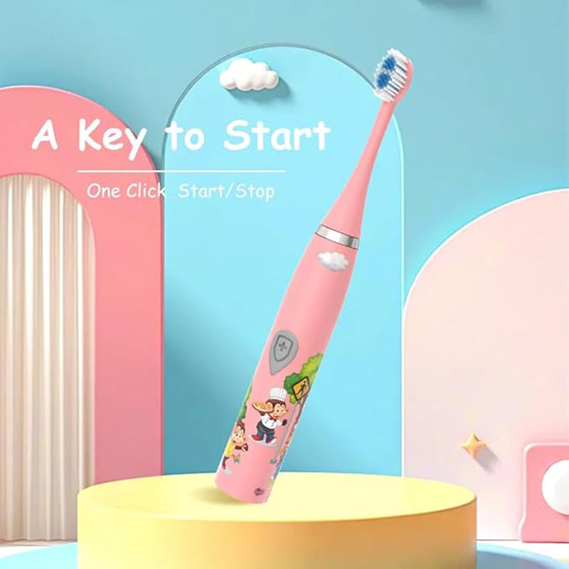 SonicKids™ Brosse à Dents Électrique Enfants – Cartoon Coloré IPX6 Waterproof, Technologie Sonic, 6 Têtes de Rechange