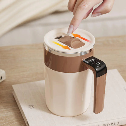 Self Stirring Mug 400ml Rechargeable Drinkware with Lid Electric Coffee Cup Built-in LCD for Beverage Cocoa Honey Women Men Home
