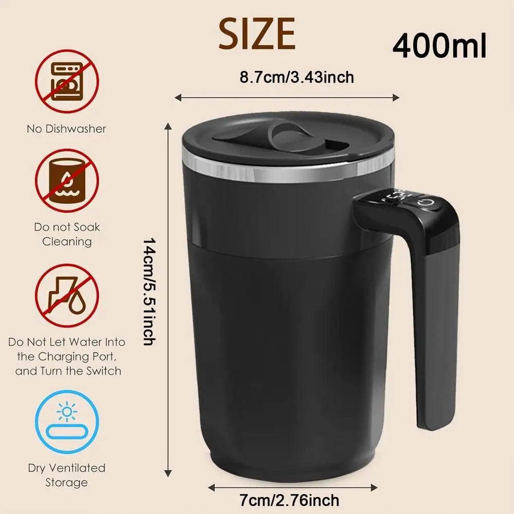 Self Stirring Mug 400ml Rechargeable Drinkware with Lid Electric Coffee Cup Built-in LCD for Beverage Cocoa Honey Women Men Home