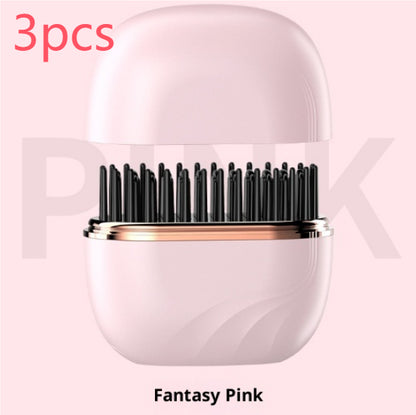 Mini Wireless Hair Straightening Comb – Fast Heat Anti-Frizz Styling Brush