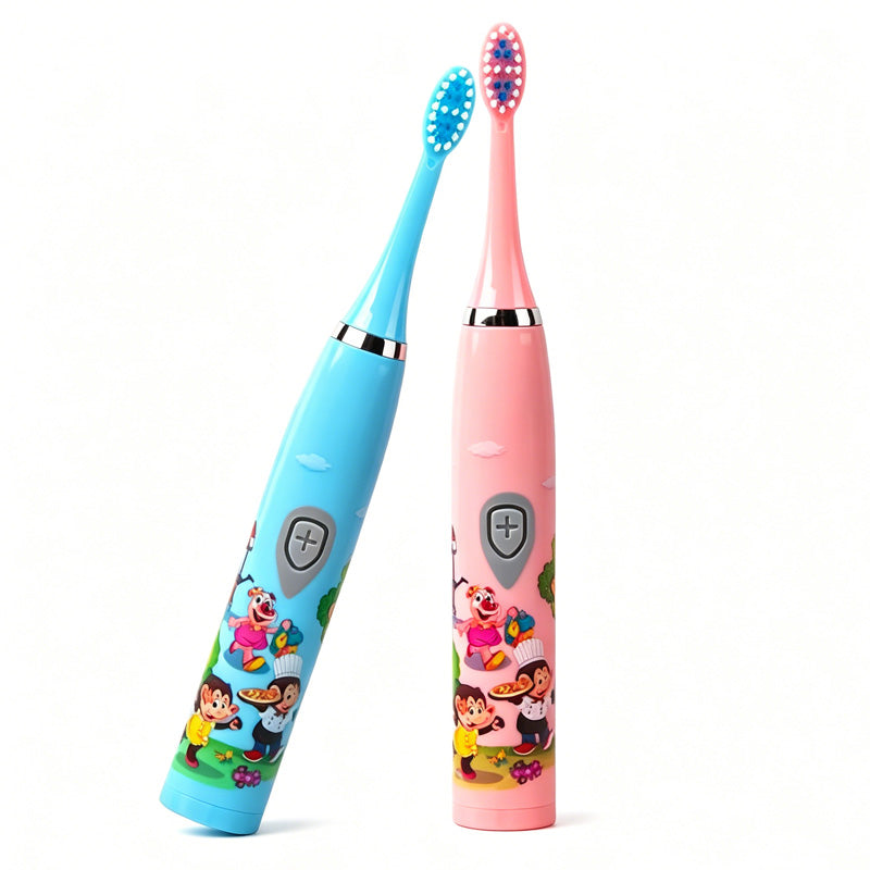 SonicKids™ Brosse à Dents Électrique Enfants – Cartoon Coloré IPX6 Waterproof, Technologie Sonic, 6 Têtes de Rechange