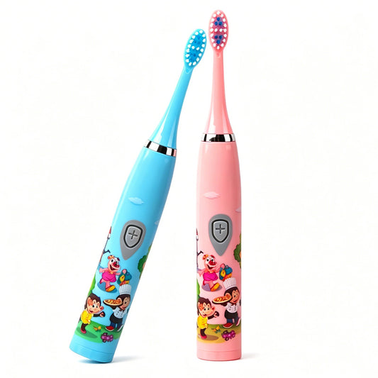 SonicKids™ Brosse à Dents Électrique Enfants – Cartoon Coloré IPX6 Waterproof, Technologie Sonic, 6 Têtes de Rechange