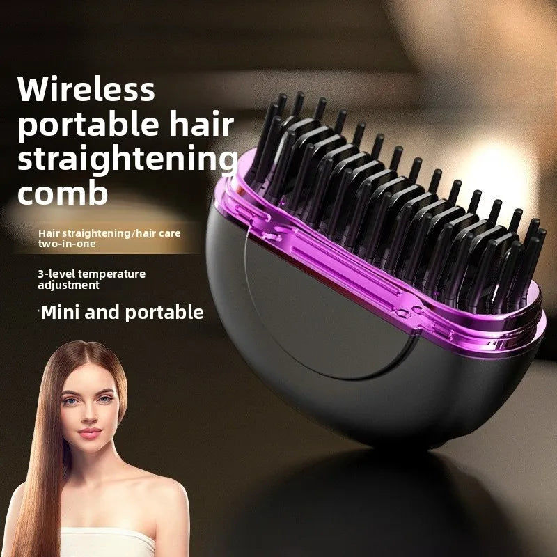 New Wireless Straightening Comb Portable USB Charging Hair Straightener Brush Heating Plates Comb for Smooth Styling Hair Styler