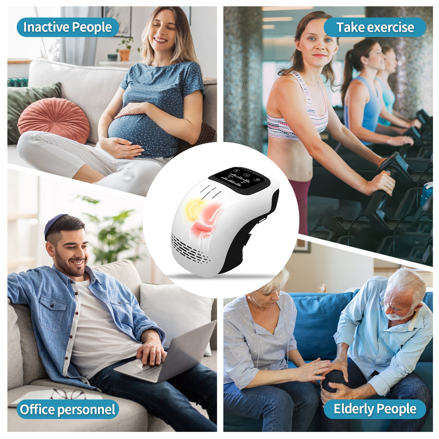 KneeRelief Pro™ – Massager de Genou Chauffant Électrique Infrarouge & Vibration