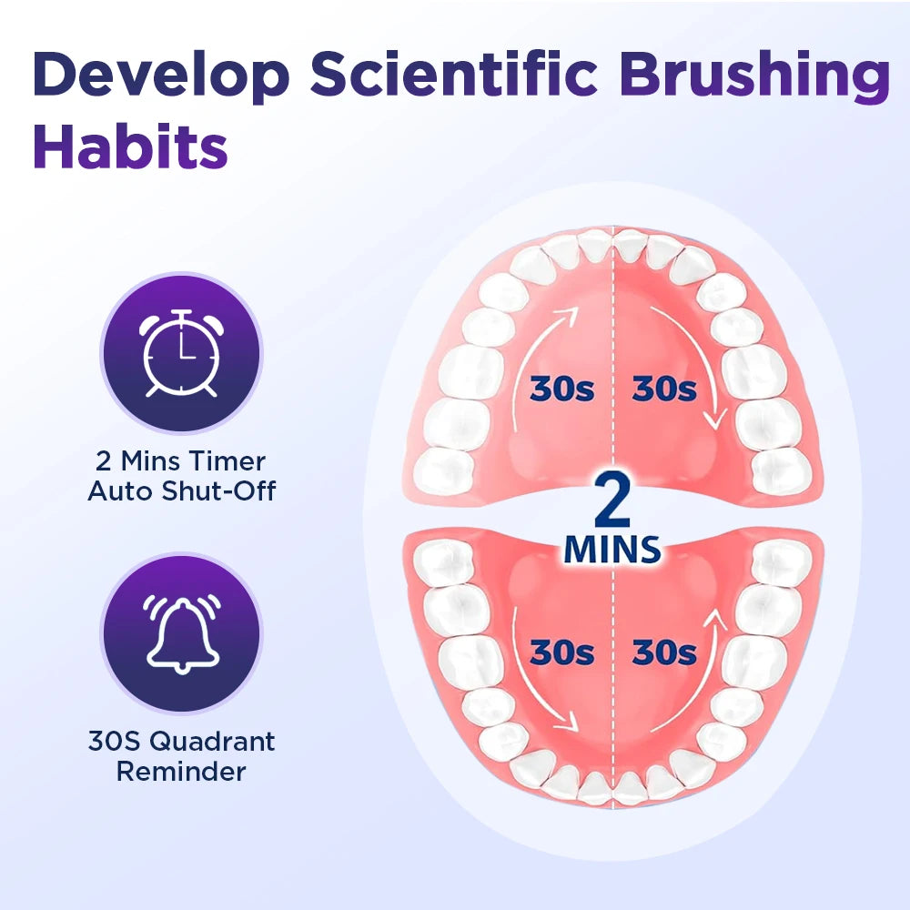 5 Modes Rotating Electric Toothbrush Rechargeable Rotary Electric Timer Teeth Whitening Brush with Replacement Heads Oral Care