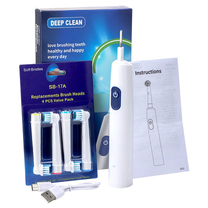 Electric Smart Rotating Timing Toothbrush Rechargeable Rotary Toothbrush with 4 Heads, 5 Modes Setting Teeth Whitening Oral Care