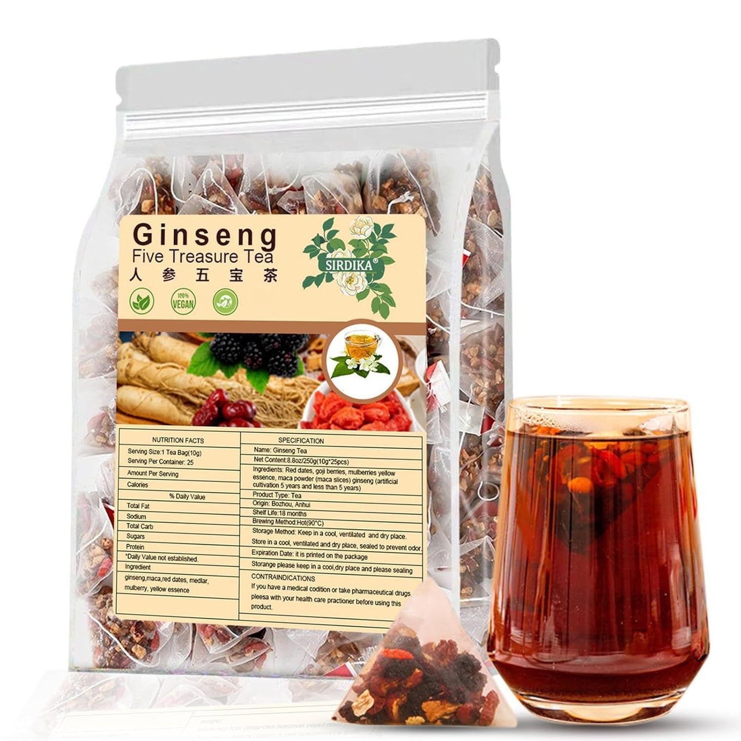25-pack Ginseng Five Treasures Tea Set