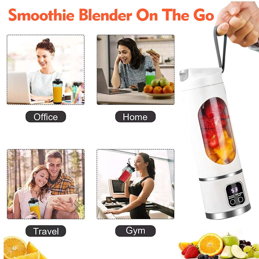Portable USB Rechargeable Blender Cup 450ml – Mini Electric Juicer & Smoothie Maker