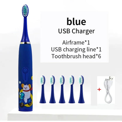 For Children Sonic Electric Toothbrush Cartoon Pattern for Kids with Replace The Tooth Brush Head Ultrasonic Toothbrush J259
