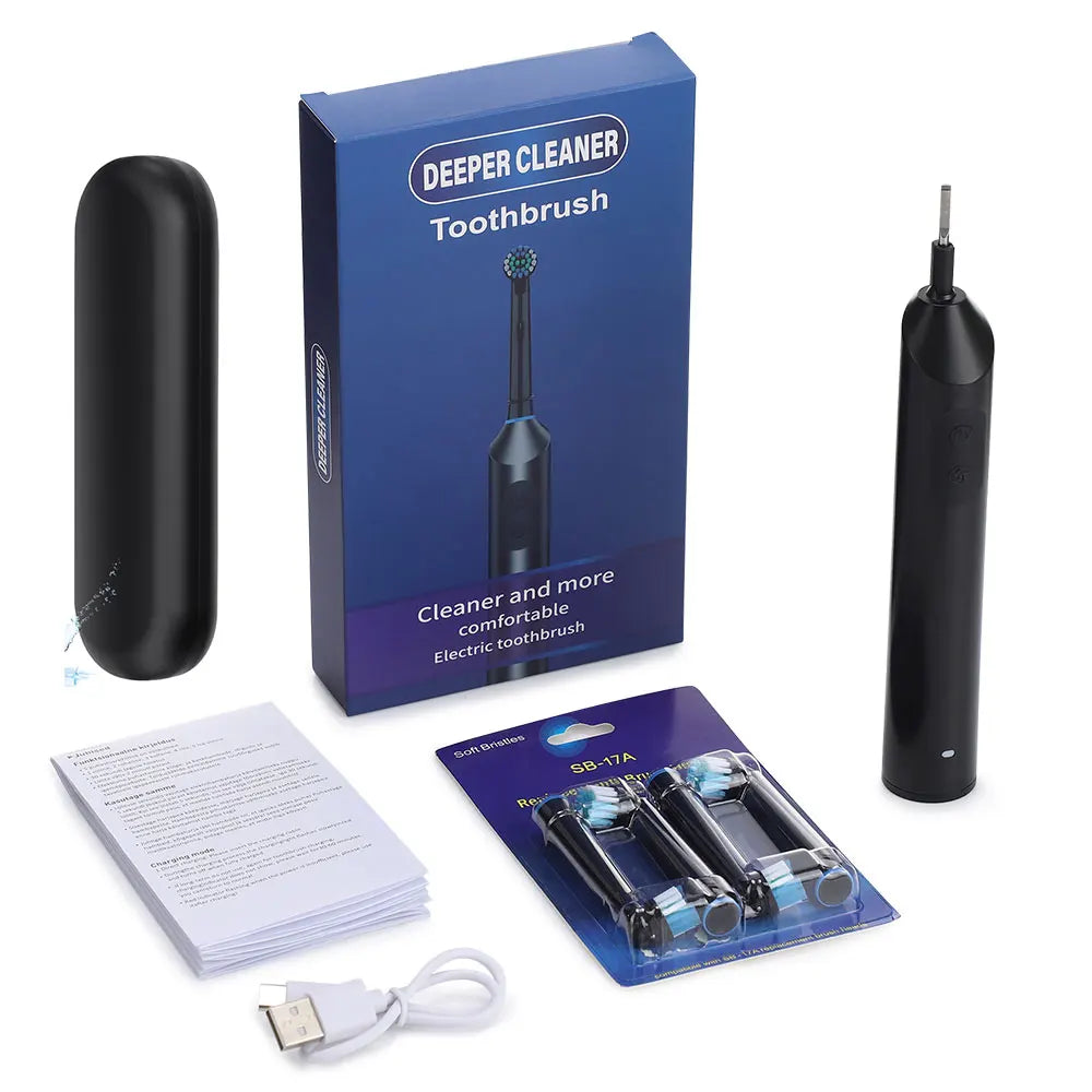 5 Modes Rotating Electric Toothbrush Rechargeable Rotary Electric Timer Teeth Whitening Brush with Replacement Heads Oral Care