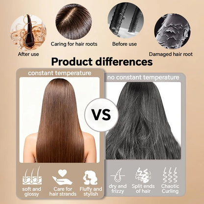 USB Rechargeable Hair Straightener Brush, Wireless Portable Straightening Comb with Fast Heating, 2 Temp Settings and Auto-off