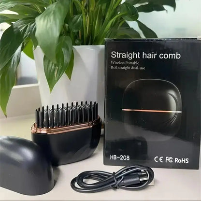 Professional Wireless Charging Hair Comb Straightening Hairdressing Tool for Home Use Long Hair Styling And Volumizing Device