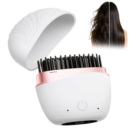 USB Rechargeable Hair Straightener Brush, Wireless Portable Straightening Comb with Fast Heating, 2 Temp Settings and Auto-off