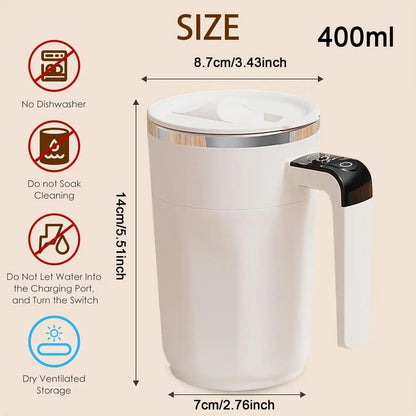 Self Stirring Mug 400ml Rechargeable Drinkware with Lid Electric Coffee Cup Built-in LCD for Beverage Cocoa Honey Women Men Home