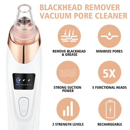 Electric Facial Skin Care Pore Removal Cleanser Vacuum Acne Removal For Deep Facial Pores 5 Suction Power Blackhead Remover Pore
