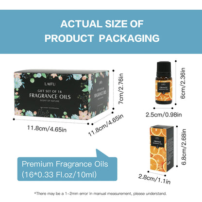 16x10ml Essential Oils Set for Diffuser Aromatherapy Candle Making Perfume Home Fragrance Humidifier Ideal Gifts