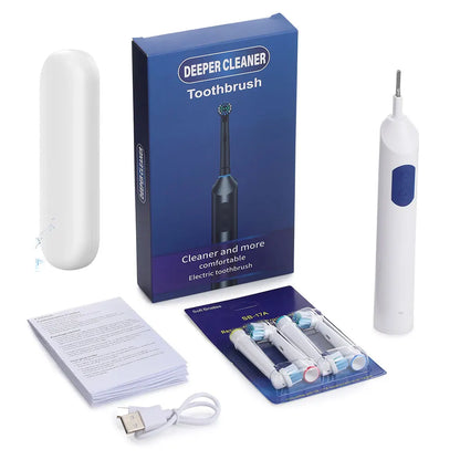 5 Modes Rotating Electric Toothbrush Rechargeable Rotary Electric Timer Teeth Whitening Brush with Replacement Heads Oral Care