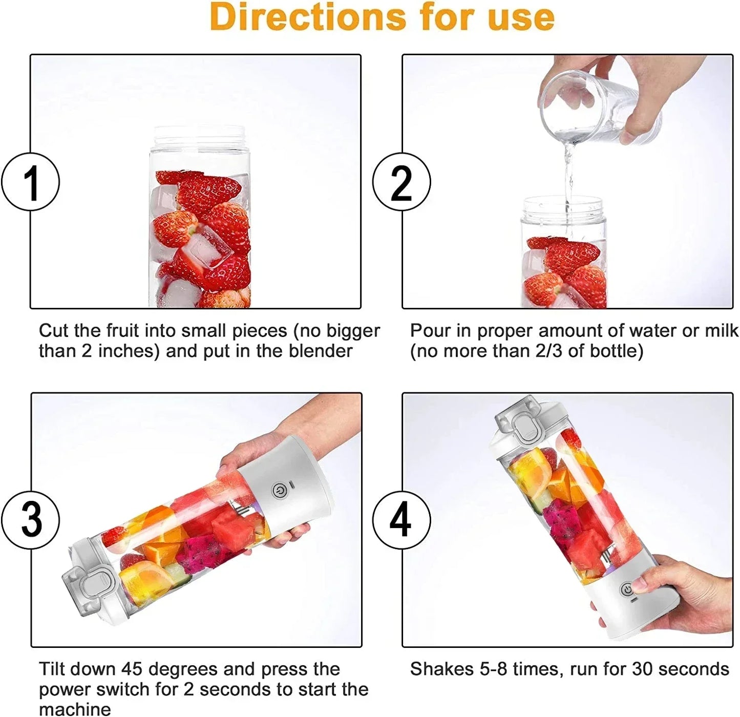 Blender Portable 600ML Rechargeable USB – Mini Mixeur Smoothie 4000mAh
