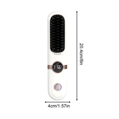 Cordless Hair Straightener Brush 4-Level Wireless Hair Iron Brush Travel Heated Straightener Comb for Home Salon Travel Vacation