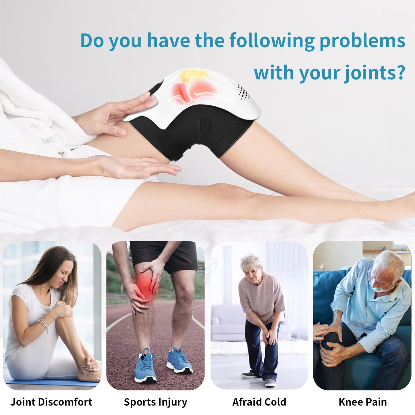 KneeRelief Pro™ – Massager de Genou Chauffant Électrique Infrarouge & Vibration