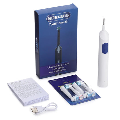 5 Modes Rotating Electric Toothbrush Rechargeable Rotary Electric Timer Teeth Whitening Brush with Replacement Heads Oral Care