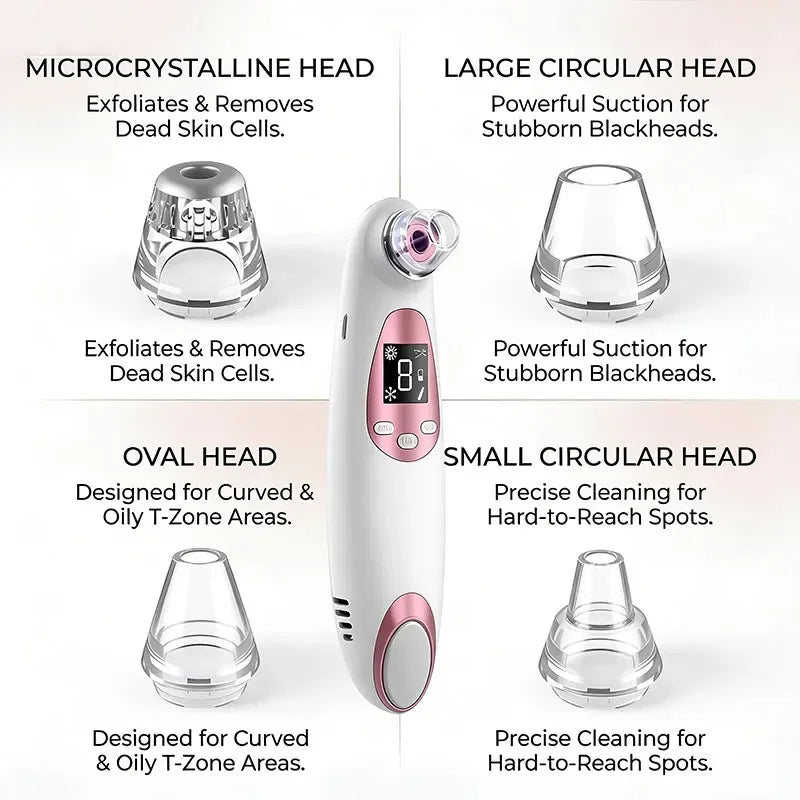 Multi-functional Blackhead Remover Pore Vacuum with Cold Compress, Facial Cleanser Pore Minimizer Beauty Device for Acne & Black