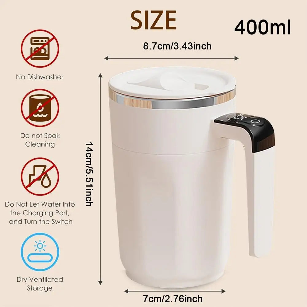 Self Stirring Mug 400ml Rechargeable Drinkware with Lid Electric Coffee Cup Built-in LCD for Beverage Cocoa Honey Women Men Home