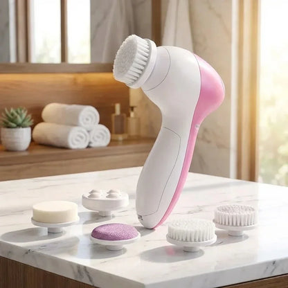 5-in-1 Electric Facial Cleansing Brush Multi-functional Face Cleanser Machine Spa Skin Care Massager Blackhead Removal Deep Clea