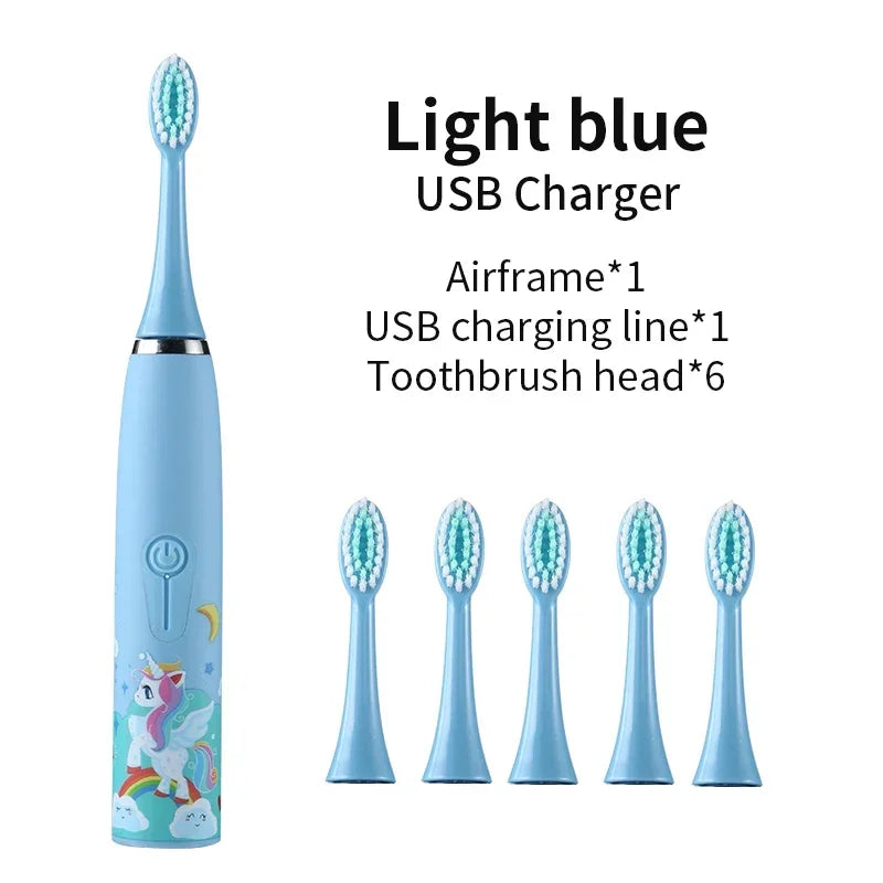For Children Sonic Electric Toothbrush Cartoon Pattern for Kids with Replace The Tooth Brush Head Ultrasonic Toothbrush J259