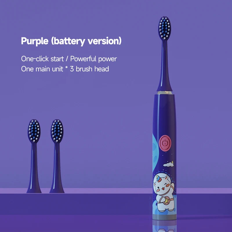 USB Sonic Children Electric Toothbrush Rechargeable Colorful Cartoon Brush Kids Automatic IPX7 Waterproof With Replacement Head