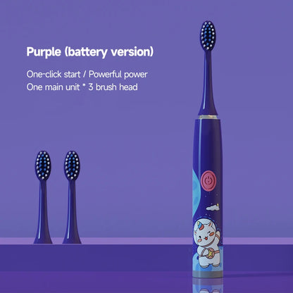 USB Sonic Children Electric Toothbrush Rechargeable Colorful Cartoon Brush Kids Automatic IPX7 Waterproof With Replacement Head